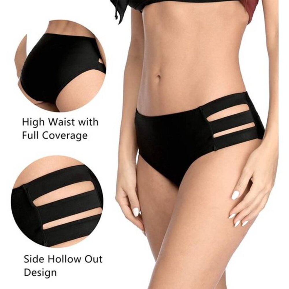 NWT Bikini Bottoms Women's Black Swimsuit Bottoms swim suit Charmo Large